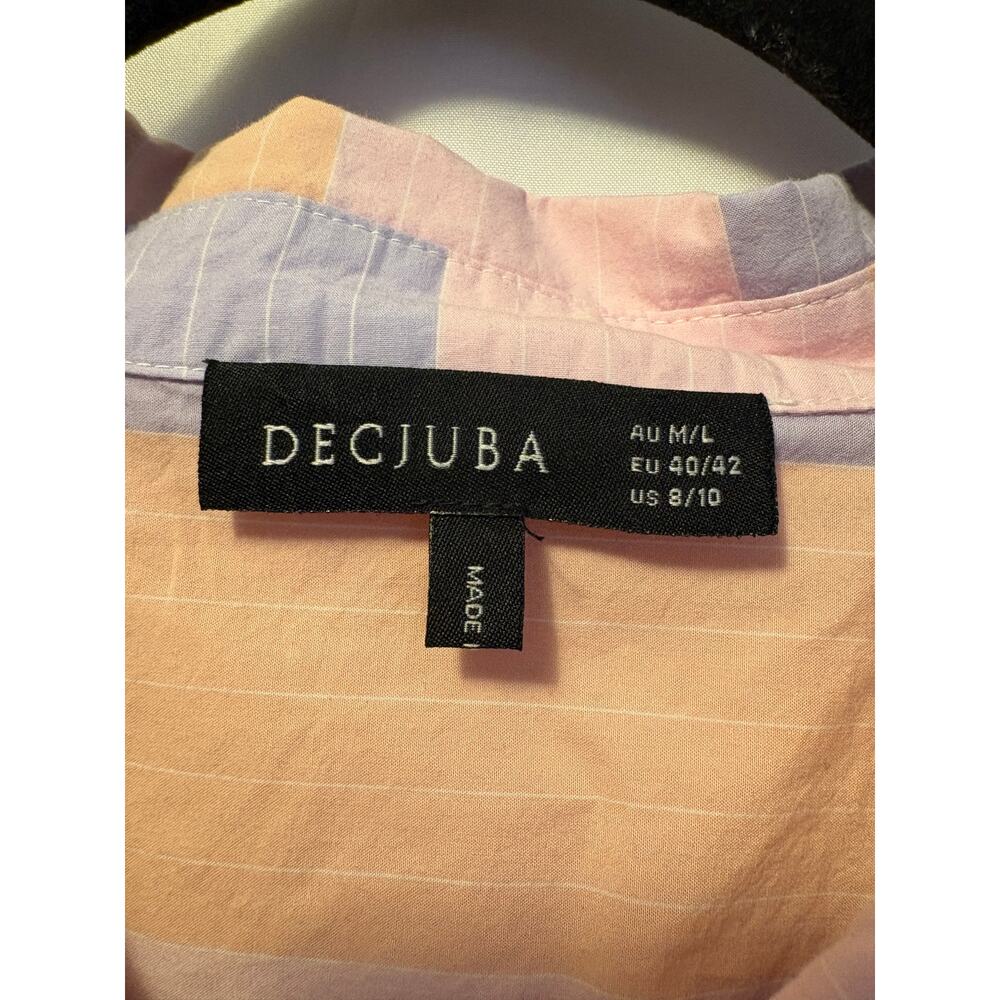 Decjuba Petra Oversized Top Lilac Orange Pink Pastel Striped Shirt Sz 8/10 - Picture 3 of 5